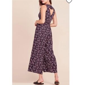 BB Dakota Purple Floral Cut Out Back Wrap Style Cropped Wide Leg Jumpsuit NEW 6